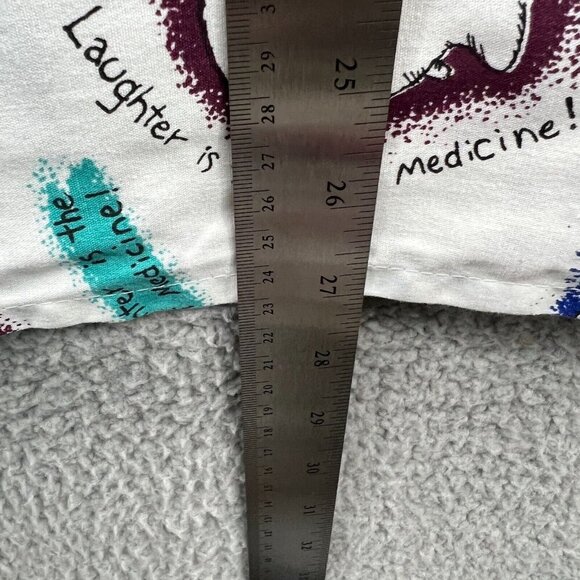 Womens Scrub Top Extra Large White Laughter is the Best Medicine Bear Pullover - Picture 8 of 8